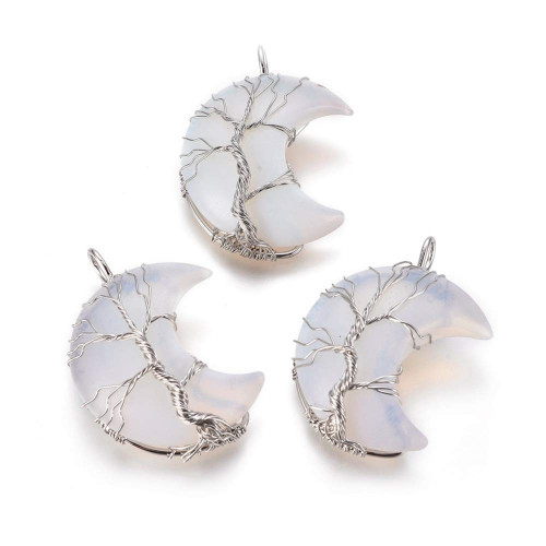 Beadthoven Tree of Life Crescent Moon Charms Pendants Opalite Stone Charms Wire Wrapped Natural Gemstone Healing Crystal Chakra Charms for DIY Necklaces Jewelry Making Accessories 3PCS Beadthoven Tree of Life Crescent Moon Charms Pendants Opalite Stone Charms Wire Wrapped Natural Gemstone Healing Crystal Chakra Charms for DIY Necklaces Jewelry Making Accessories 3PCS