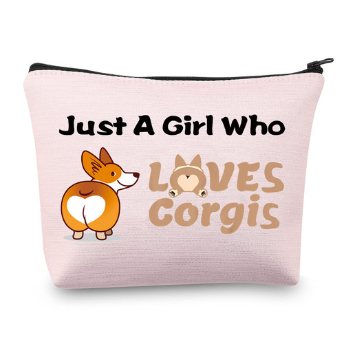 MBMSO Corgi Cosmetic Bag Corgi Gifts for Corgi Lovers Makeup Bag Just a Girl who Loves Corgi Pouch Bag (Just A Girl Who Loves Corgis)
