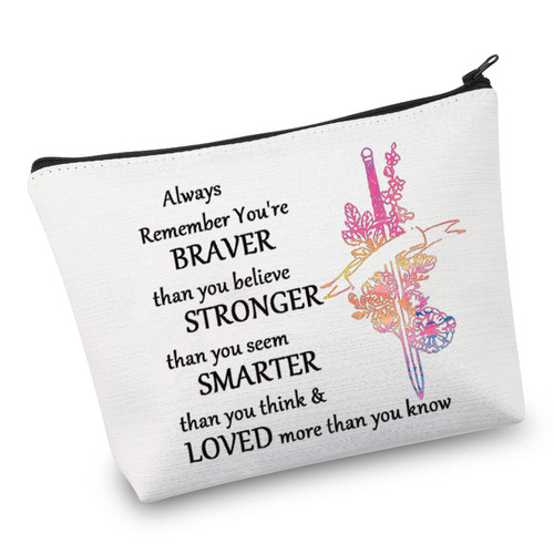 VAMSII Throne Glass Inspired Gift ACOTAR Makeup Bag SJM Inspirational Gift You are Braver Than You Believe Bookish Cosmetic Travel Zipper Pouch(braver-d bag)
