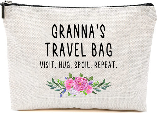 HTDesigns Granna Travel Bag - Granna Gift - Grandma Makeup Bag - Birthday Gift Granna - Mother Day Gift - Travel Cosmetic Bag From Grandchildren