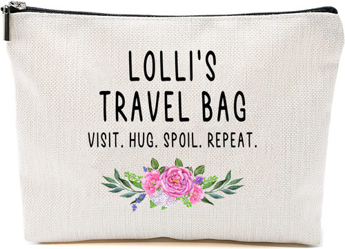 HTDesigns Lolli Travel Bag - Lolli Gift - Grandma Makeup Bag - Birthday Gift Lolli - Mother Day Gift - Travel Cosmetic Bag From Grandchildren