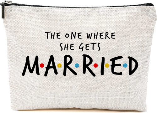 JohnPartners993 The One Where She Gets Married -Makeup Bag Cosmetic Bag Travel Pouch -Engagement Gift For Women -Bride To Be - Newly Engaged - Bridal Shower Gifts For Bride - Bachelorette Party Gifts JohnPartners993 The One Where She Gets Married -Makeup Bag Cosmetic Bag Travel Pouch -Engagement Gift For Women -Bride To Be - Newly Engaged - Bridal Shower Gifts For Bride - Bachelorette Party Gifts