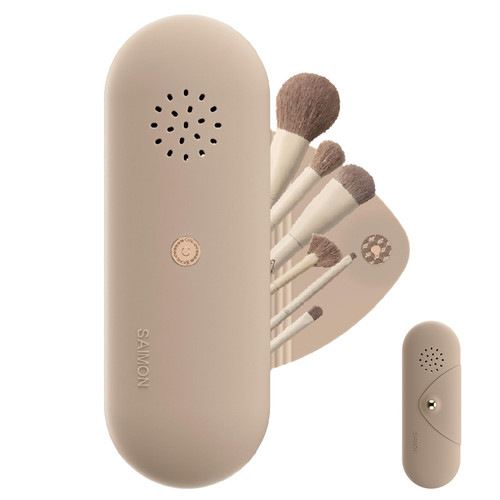 SAIMON Travel Makeup Brush Holder, Make Up Organizer Bag Case,Cosmetic Pouch,Toiletry Organizer,Silicon Magnetic Makeup Brush Purse(Khaki) SAIMON Travel Makeup Brush Holder, Make Up Organizer Bag Case,Cosmetic Pouch,Toiletry Organizer,Silicon Magnetic Makeup Brush Purse(Khaki)