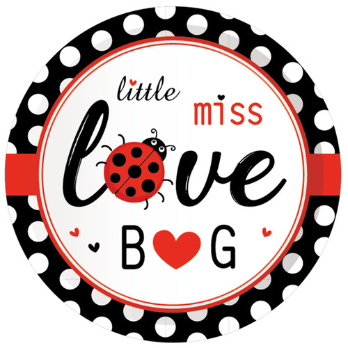 NA 7" Ladybug Dinner Plates, Little Ladybug Round Paper Plates Ladybug Fancy Dessert Plates Disposable Plates for Baby Shower Ladybug Party Supplies, Pack of 24