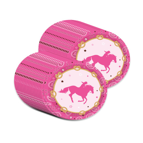 OXYLIPO 7" Western Cowgirl Cowboy Dessert Paper Plates Round Disposable Dinner Paper Plates Set Western Cowgirl Cowboy Theme Paper Plates Baby Shower Birthday Party Supplies, Pack of 24
