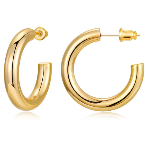 Gacimy Chunky Gold Hoop Earrings for Women 14k Real Gold Plated, 925 Sterling Silver Post Gold Hoops for Women, 30mm Yellow Gold Medium Hoop Earrings Gacimy Chunky Gold Hoop Earrings for Women 14k Real Gold Plated, 925 Sterling Silver Post Gold Hoops for Women, 30mm Yellow Gold Medium Hoop Earrings