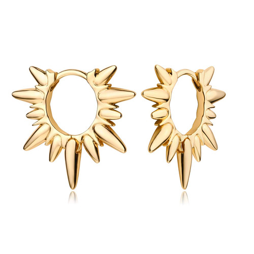 MYEARS Women Sunbeam Earrings Gold Huggie Sun Hoop 14K Gold Filled Small Simple Handmade Hypoallergenic Everyday Jewelry