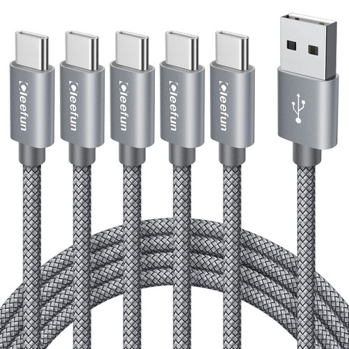 USB C Cable [6ft, 5-Pack], CLEEFUN USB A to Type C Cable Fast Charging C Charger Cord Braided Compatible with Samsung Galaxy S22 S21 S20 FE Ultra S10E S10 S9 Plus 5G, Note 20 10 9 A10e A12 A20 A50 A51