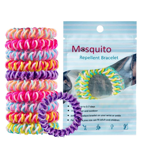 Mosquito Repellent Bracelets 12 Pack Individually Wrapped Mosquito Repellent Bands, DEET Free Mosquito Wristbands Safe for Adults and Kids Outdoor Camping Traveling