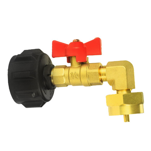 Guofulda QCC1/Type1 Propane Refill Elbow Adapter, 90 Degrees Propane Refill Adapter Coupler with ON-Off Control Valve, for Camping Grill 1LB Bottle Tank 20~40LBS Cylinder