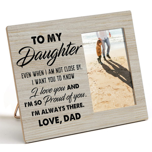 Nurawo Daughter Wood Picture Frame Daughter I Love You Rustic Wooden Photo Frame for Tabletop or Wall Display (for 4x6 Photo), Gift for Daughter from Dad