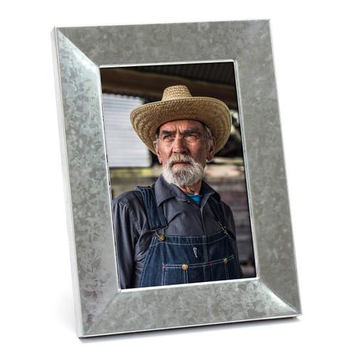 MIMOSA MOMENTS Galvanized Metal Picture Frame, for 4x6 photo (Rustic, 4X6)