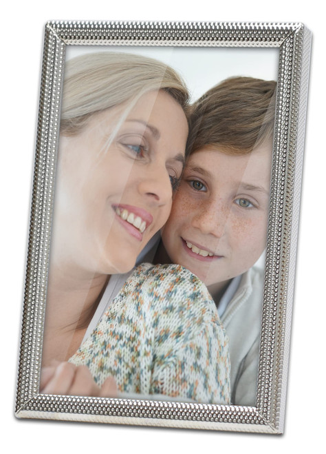 MIMOSA MOMENTS Dots Silver-tone Plating Metal Picture Frame with Stand, Display 4x6 Photo (Silver, 4x6)