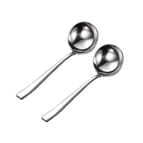 Wenkoni Small Ladle,Gravy Ladle,Soup Ladle,18/10 Stainless Steel 7.7 inch Round Gravy spoon Ladle 2Pack Silver