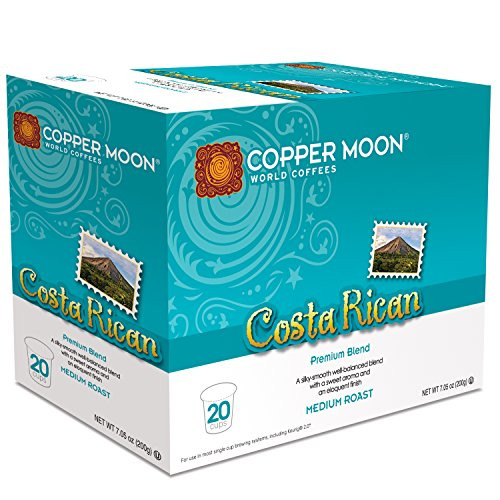 Copper Moon Single Cups for Keurig K-Cup Brewers, Costa Rican, 20 Count, Medium Roast Coffee, with A Bright but Smooth, Balanced Body, and Sweet Aroma, Single-Serve Coffee Pods Copper Moon Single Cups for Keurig K-Cup Brewers, Costa Rican, 20 Count, Medium Roast Coffee, with A Bright but Smooth, Balanced Body, and Sweet Aroma, Single-Serve Coffee Pods
