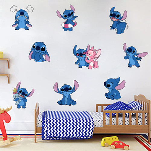 Lilo Stitch Stickers Self-Adhesive PVC Children's Room Bedroom Cartoon Graffiti Decoration Game Wall Decals