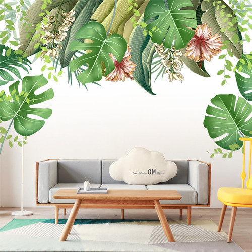 Tropical Palm Tree Leaf Wall Stickers, Green Leaves Wall Decals, Green Plants Vinyl DIY Wallpaper Decor Art Decoration for Living Room Bedroom Office Home Decoration (Green) Tropical Palm Tree Leaf Wall Stickers, Green Leaves Wall Decals, Green Plants Vinyl DIY Wallpaper Decor Art Decoration for Living Room Bedroom Office Home Decoration (Green)