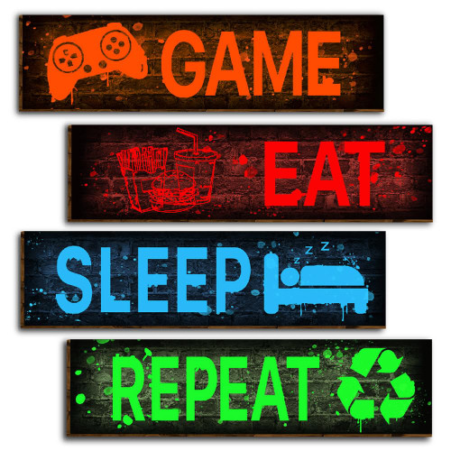Vagafilla 4 Pieces Gaming Decorations Wall Decor Signs, Neon Effect Gaming Decorations Wall Art Decor, Colorful Wall Decor Gaming Posters for Boys Room Bedroom Video Game Room Playroom-6 Vagafilla 4 Pieces Gaming Decorations Wall Decor Signs, Neon Effect Gaming Decorations Wall Art Decor, Colorful Wall Decor Gaming Posters for Boys Room Bedroom Video Game Room Playroom-6