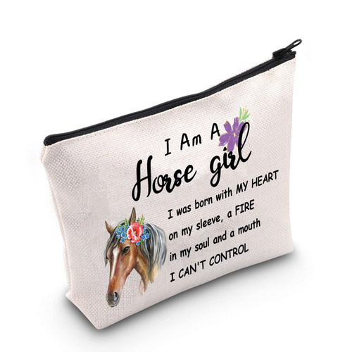 POFULL Horse Gift for Horseback Riders Horse Gifts For Girls I Am A Horse Girl Cosmetic Bag Zipper Pouch Travel Bag (Horse girl bag) POFULL Horse Gift for Horseback Riders Horse Gifts For Girls I Am A Horse Girl Cosmetic Bag Zipper Pouch Travel Bag (Horse girl bag)