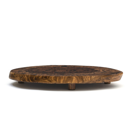 Lipper International 1230 Acacia Burl Finish Serving Board with Feet, Large, 13" to 15" Diameter x 2"