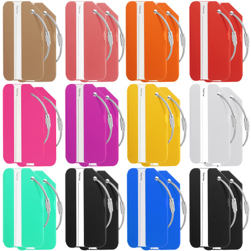 24 Pack Metal Luggage Tag,Aluminum Travel ID Bag Tag,Colorful Suitcase Tags Business Card Holder with Name ID Card & Stainless Steel Loops,Luggage Tags for Suitcases Travel Luggage Baggage Identifier