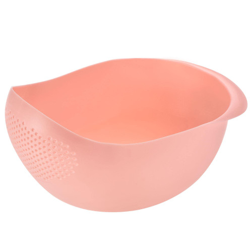 uxcell Rice Wash Sieve, Rice Washer Strainers Colander Fruit Washing Bowl, Multipurpose Plastic Fruit Vegetables Drain Basket Kitchen Gadget-Pink