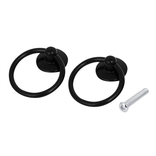 uxcell 52x43x13mm Furniture Drawer Door Metal Ring Pull Handles Knobs Black 12pcs