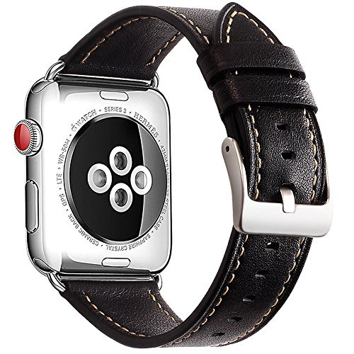Mkeke Compatible with Apple Watch Band 42mm 44mm Genuine Leather Apple Watch Series 3 Series 2 Series 1 42mm 44mm Bands,Black Mkeke Compatible with Apple Watch Band 42mm 44mm Genuine Leather Apple Watch Series 3 Series 2 Series 1 42mm 44mm Bands,Black