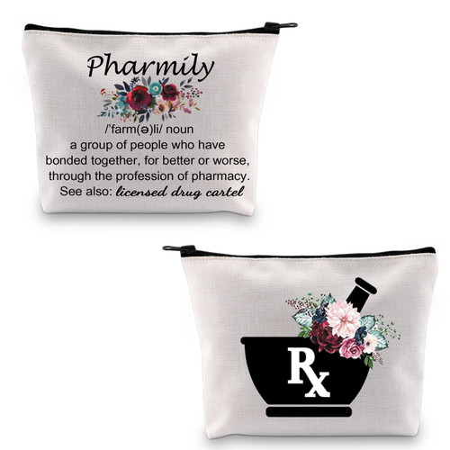 G2TUP Pharmacist Gift Pharmily Definition Makeup Bag Pharmacy Technician Cosmetic Bag Pharmacy School Graduate Gift Nurse Nursing Zipper Travel Pouch (Pharmily Definition White Bag)