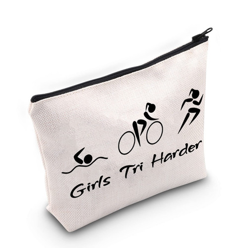G2TUP Triathlon Lover Gift Tri Harder Makeup Bag Triathlete Cosmetic Bag Zipper Travel Pouch Swim Cycle Run Gift for Female Triathlon Athletes G2TUP Triathlon Lover Gift Tri Harder Makeup Bag Triathlete Cosmetic Bag Zipper Travel Pouch Swim Cycle Run Gift for Female Triathlon Athletes