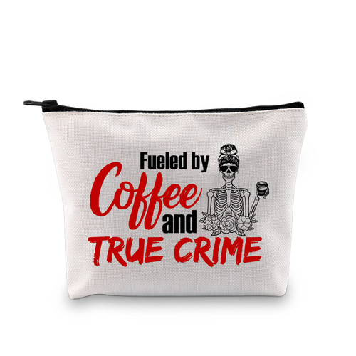 G2TUP True Crime Junkie Gift Fueled by Coffee and True Crime Makeup Bag Cosmetics Bag Crime Show Gift Murder Show Travel Bag G2TUP True Crime Junkie Gift Fueled by Coffee and True Crime Makeup Bag Cosmetics Bag Crime Show Gift Murder Show Travel Bag