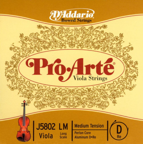 D'Addario Pro-Arte Viola Single D String, Long Scale, Medium Tension
