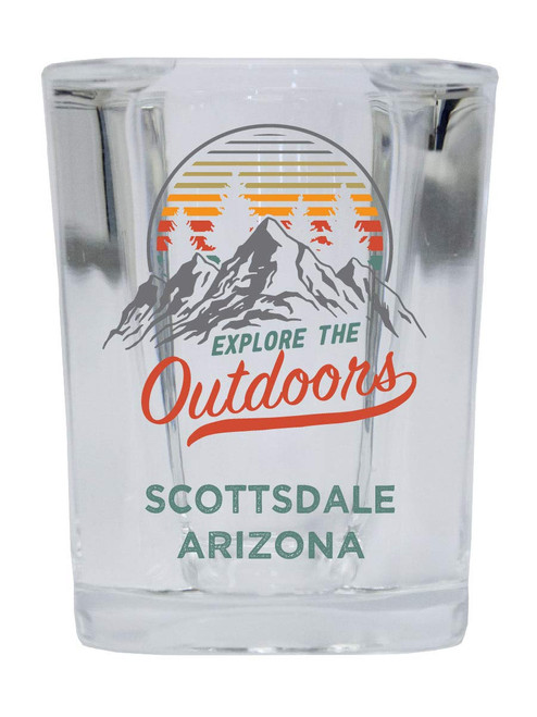 Scottsdale Arizona Explore the Outdoors Souvenir 2 Ounce Square Base Liquor Shot Glass