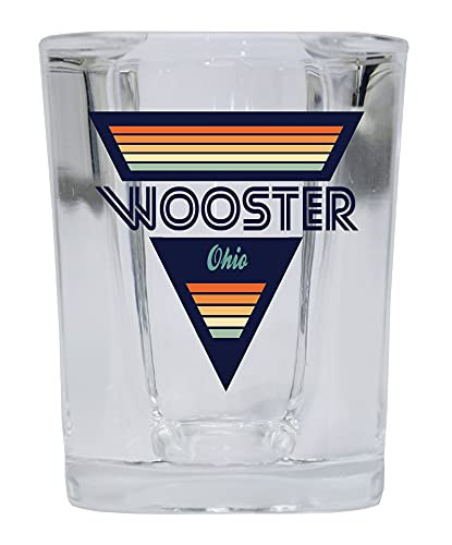 R and R Imports Wooster Ohio 2 Ounce Square Base Liquor Shot Glass Retro Design