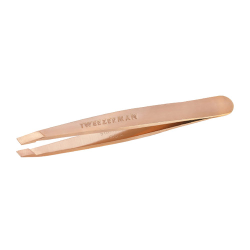 Tweezerman Mini Slant Tweezer Rose Gold - Tweezers for Eyebrows, Travel Tweezers for Eyebrows, Facial Hair, Ingrown Hair (Rose Gold)