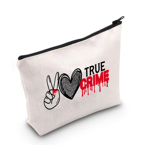 POFULL True Crime Fan Gift Crime Junkie Merch True Crime Podcast Lovers Gifts Crime Junkie Cosmetic Bags (True Crime bag)