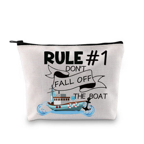 PXTIDY Cruise Vacation Cosmetic Bag Cruising Vacation Trip Gift Don't Fall Off The Boat Travel Zipper Pouch Summer Cruise Bachelorette Party Favor Gift