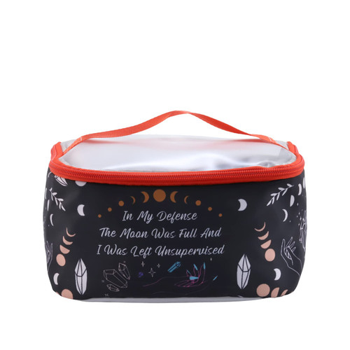 PXTIDY Moon Witch Makeup Pouch Moon Phase Toiletry Bag Halloween Witch Costume Storage Organizer Witchy Witch Gift Gothic Moon Cosmetic Bag (black-LT)