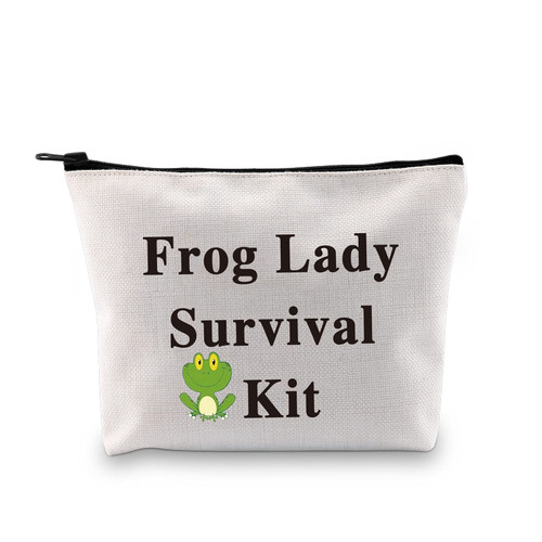 PXTIDY Frog Lady Survival Kit Cute Frog Makeup Bag Frog Lover Gifts Crazy Frog Lady Gift Frog Cosmetic Case for Travel Makeup Case (Frog Lady)