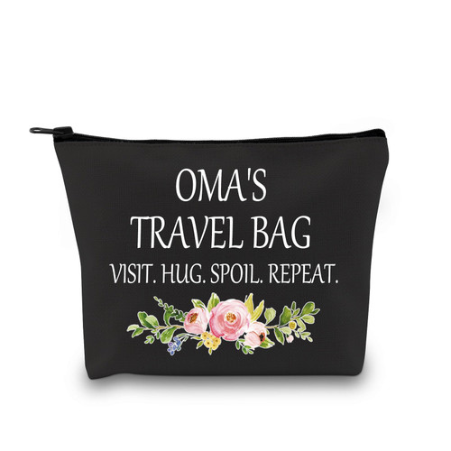 GJTIM Oma Gift Grandma Makeup Bag Birthday Gift Oma Mother Day Travel Cosmetic Bag from Grandchildren(Oma's Travel Black)