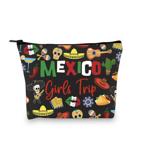 GJTIM Mexico Trip Gift Mexican Vacation Gift Mexico Trip Birthday Gift Mexico Bachelorette Party Gift Travel Zipper Makeup Bag (Trip Mexico)