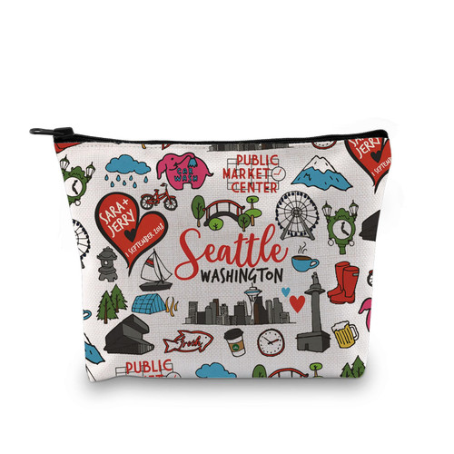 GJTIM Seattle Gift Seattle Washington Souvenir Gift Seattle Washington Welcome Bag Travel Zipper Pouch for Washington Traveller (Seattle Bag)