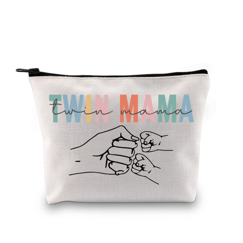 Twin Mama Gift Mom Of Twins Gift Makeup Bag Mommy To Be Gift New Mom Travel Pouch Mothers Day Gift from Twins (Twin Mama Bag)