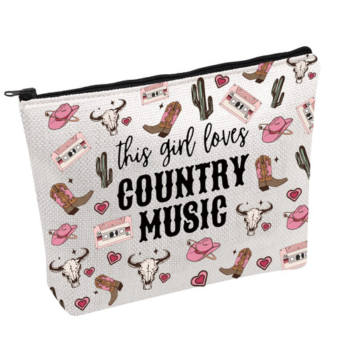 FOTAP Cowgirl Equestrian Gift Western Country Makeup Bag Country Music Gift This Girl Loves Country Music Zipper Pouch (Country Music) FOTAP Cowgirl Equestrian Gift Western Country Makeup Bag Country Music Gift This Girl Loves Country Music Zipper Pouch (Country Music)
