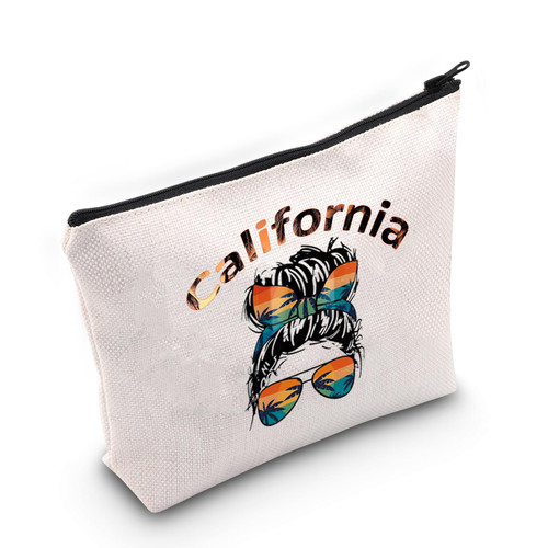 JNIAP California Cosmetic Bag California Souvenirs Gift For Women Cali Summer Vacation Travel Makeup Bag Palm Tree Pouch