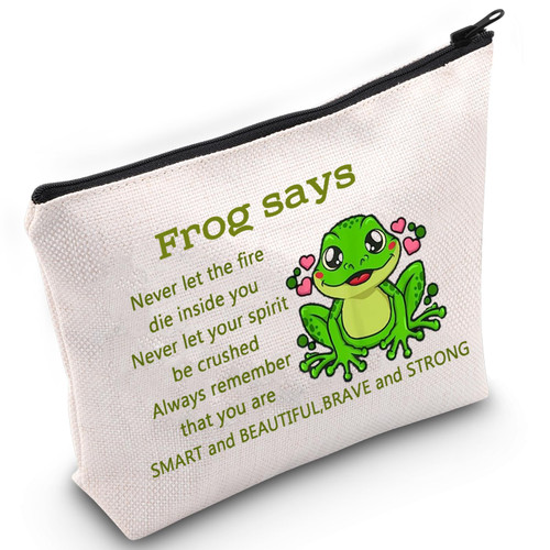 JNIAP Frog Lover Cosmetic Bag Frog Gifts For Women Adults Frog Themed Makeup Pouch Never Let The Fire Die Inside You Bag JNIAP Frog Lover Cosmetic Bag Frog Gifts For Women Adults Frog Themed Makeup Pouch Never Let The Fire Die Inside You Bag