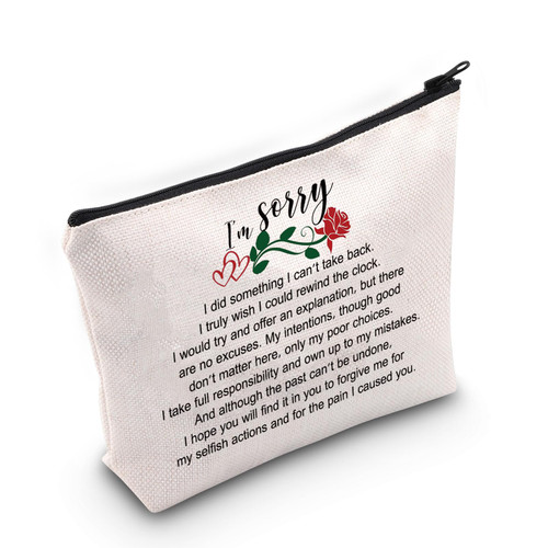 JNIAP I'm Sorry Cosmetic Bag Sorry Gift For Her Friend Mom Apology Forgiveness Makeup Pouch Apology Gifts For Girlfriend