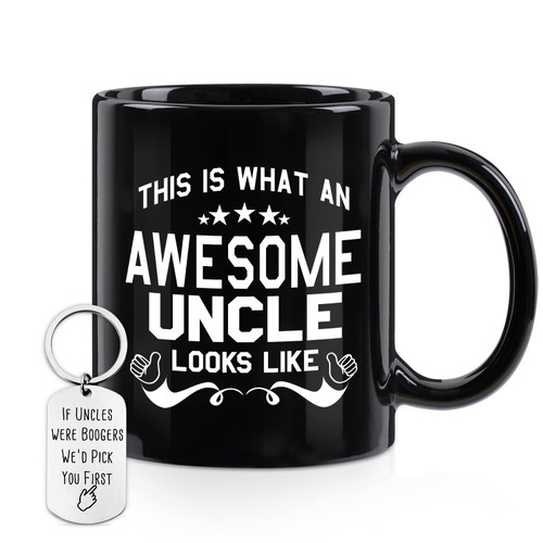 Maustic Uncle Gifts, This is What an Awesome Uncle Looks Like Funny Coffee Mug, Uncle Fathers Day Christmas Birthday Gifts from Niece Nephew, Best Uncle Gifts, Funny Uncle Mug 11 Oz with Key Chain