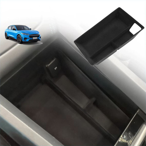AOSKonology for Mach-E Armrest Storage Box Organizer Center Console Tray Accessories 2021-2023 (V2 Flocked)