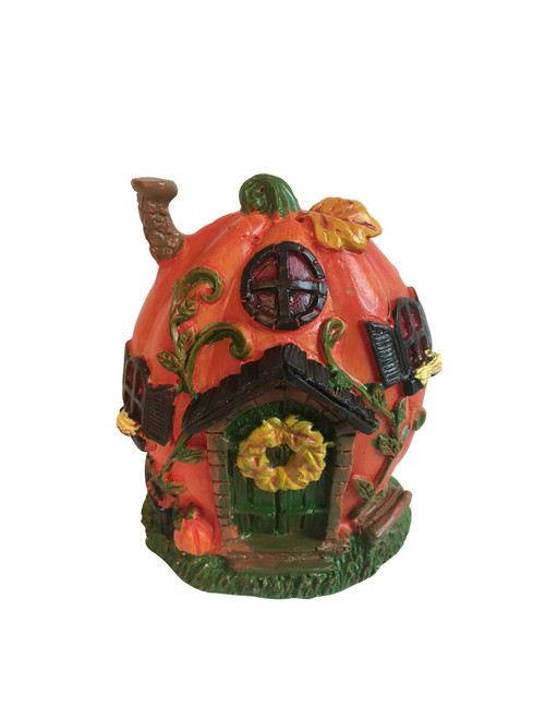 Mini Fairy Garden Cottage Garden Gnome Village Statues (Dark Colored Pumpkin)